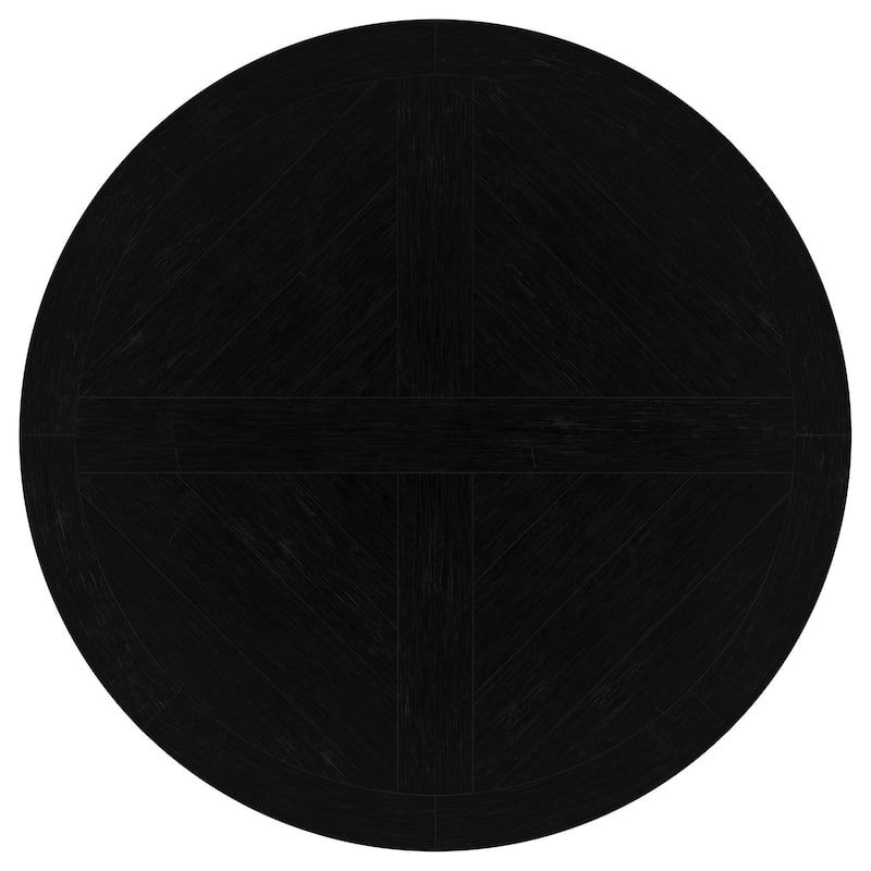 Som Dining Table with Pedestal Base, Antique Style Black 60 Inch Round