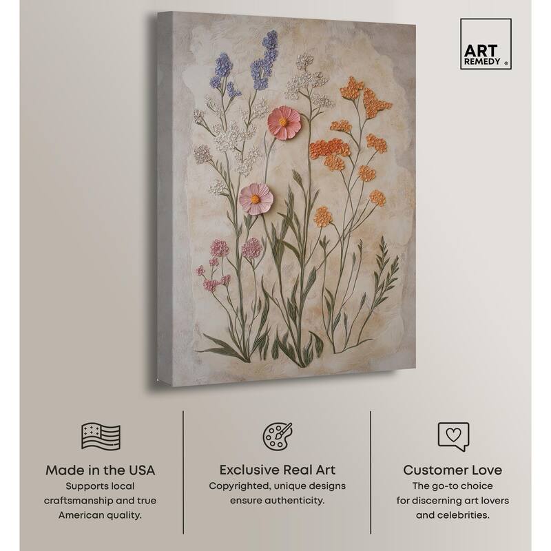 Sculpted Flora Frieze I Canvas by Art Remedy, Gallery Wrapped