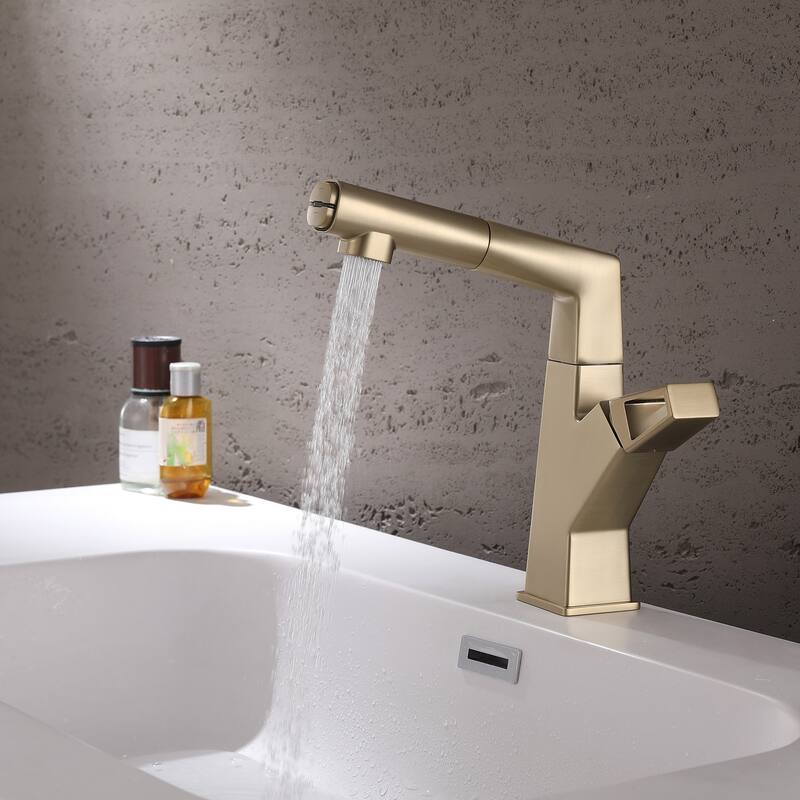 Single Handle Bathroom Faucet with Pull Out Sprayer Single Hole Bathroom Sink Faucets Modern Basin Vanity Taps