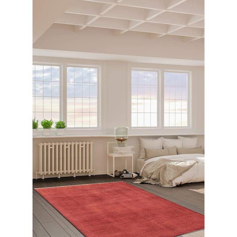 ECARPETGALLERY Hand-knotted Vibrance Coral Wool Rug - 7'10 x 9'9