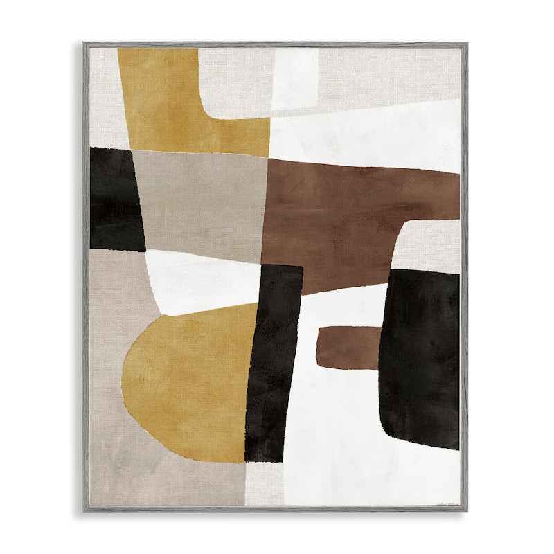 Stupell Abstract Shapes in Earth Tones Framed Giclee Art Design By Amber Sterling - 24 x 30 - Grey