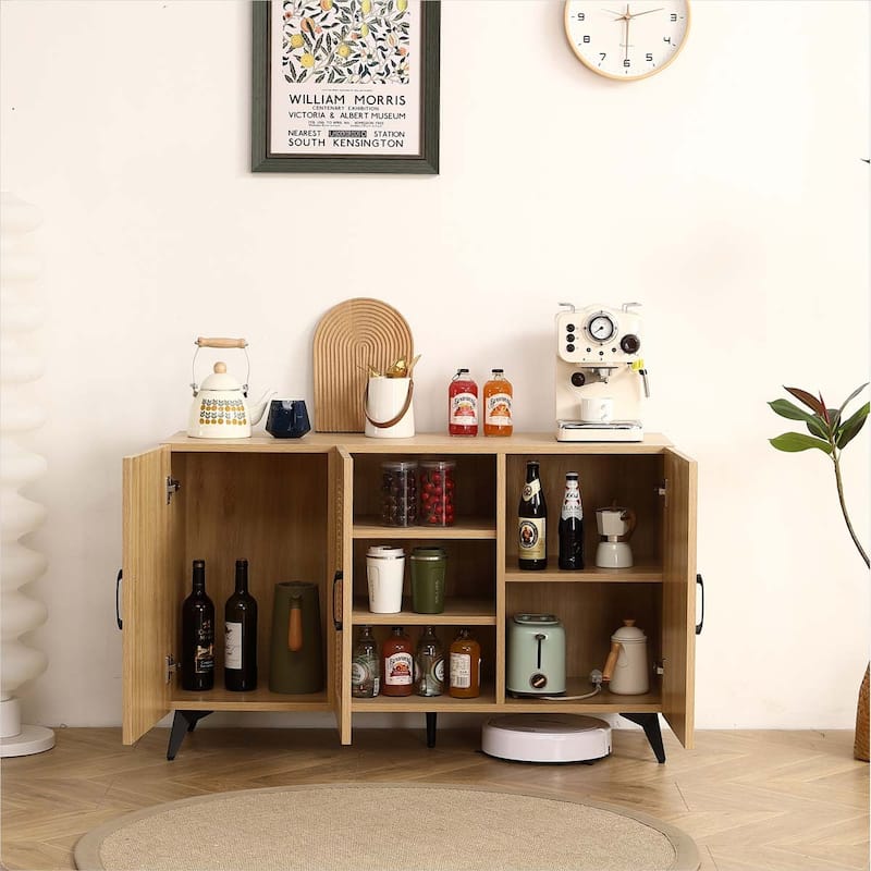 Large Storage Space, Kitchen Storage cabinet - Natural Wood