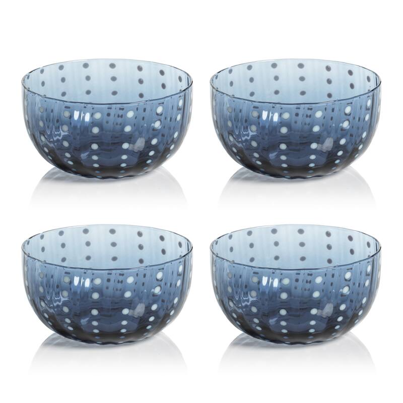 Pescara White Dot Condiment Glass Bowls, Set of 4
