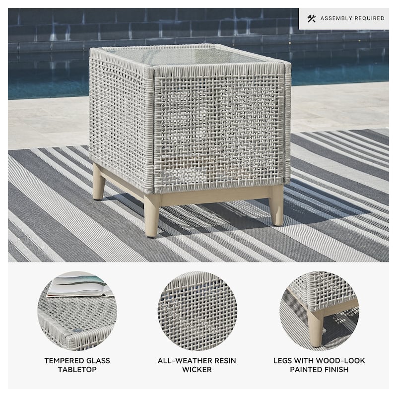 Signature Design by Ashley Seton Creek Gray Outdoor End Table - 21.63" W x 21.63" D x 23.25" H