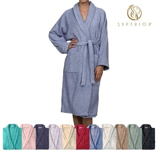100% Cotton Soft Terry Adult Unisex Lightweight Bathrobe by Superior