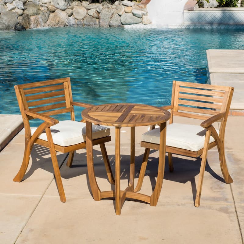 Coronado Outdoor 3-piece Wood Bistro Set by Christopher Knight Home