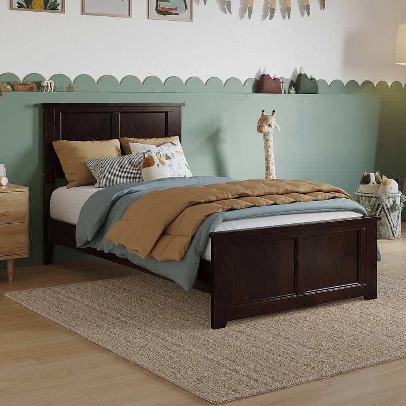 Charlotte Solid Wood Low Profile Platform Bed with Matching Footboard - Espresso - Twin