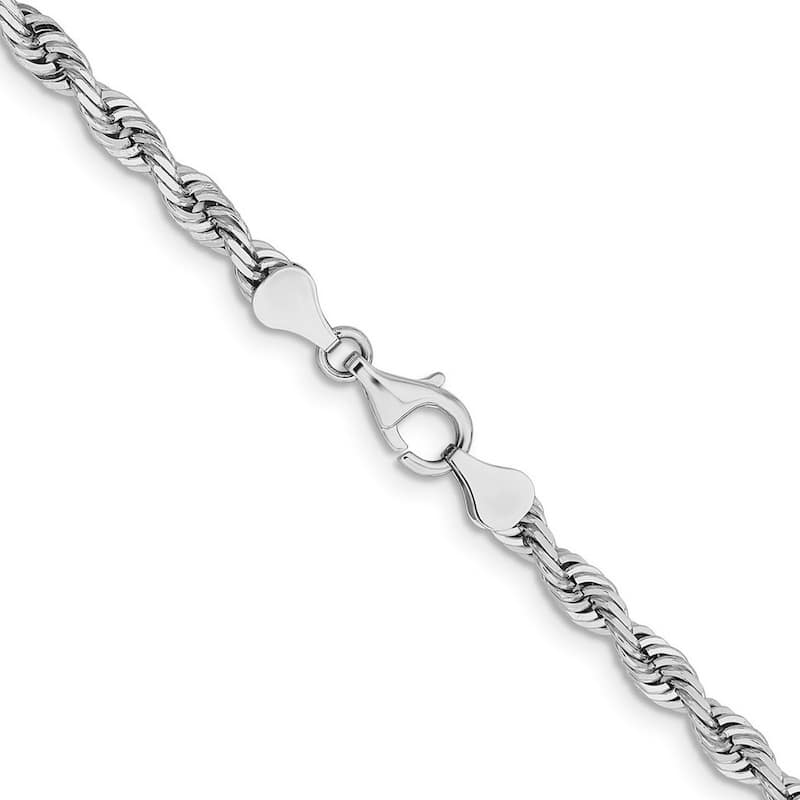 Curata 14k White Gold 7" or 8" 5.0mm Sparkle Cut Quadruple Rope Chain Bracelet