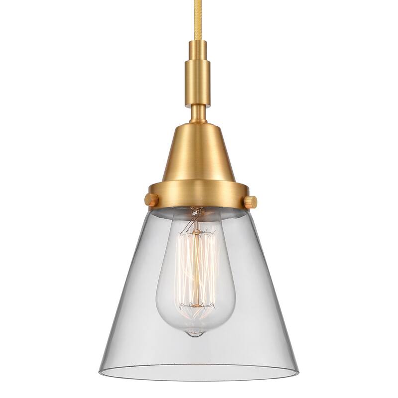 Innovations Lighting 447-1P-G62 Cone 6" Wide Mini Pendant with Clear - Satin Gold