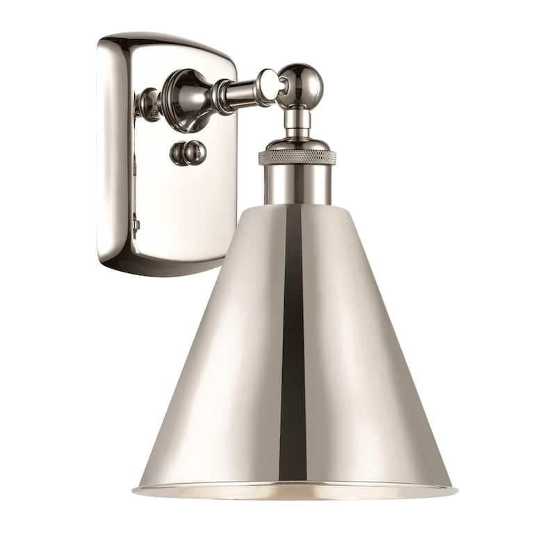Innovations Lighting 516-1W-12-8 Ballston Sconce Ballston Cone 12" - Polished Nickel