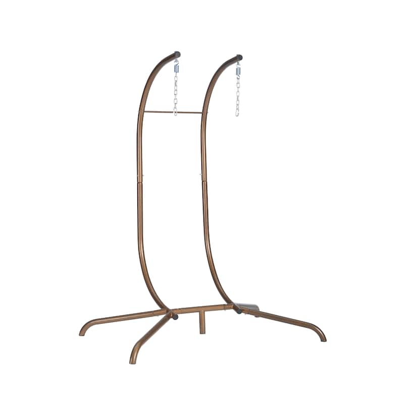 Double Rattan Egg Chair with Stand and UV-Resistant Cushions and Iron Frame - Outdoor Hanging Swing (600lb Capacity)