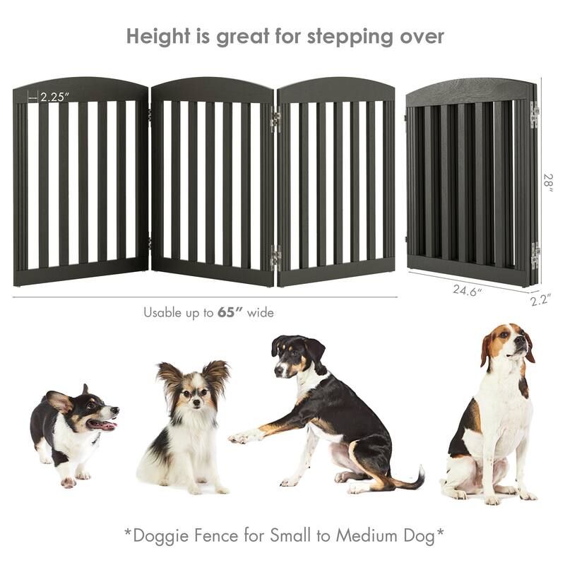 COSTARS Foldable Dog Gate, Dog Gates for Doorways, Stairs, The House, Wooden Freestanding Pet Gate Indoor, Step Over Puppy Gate