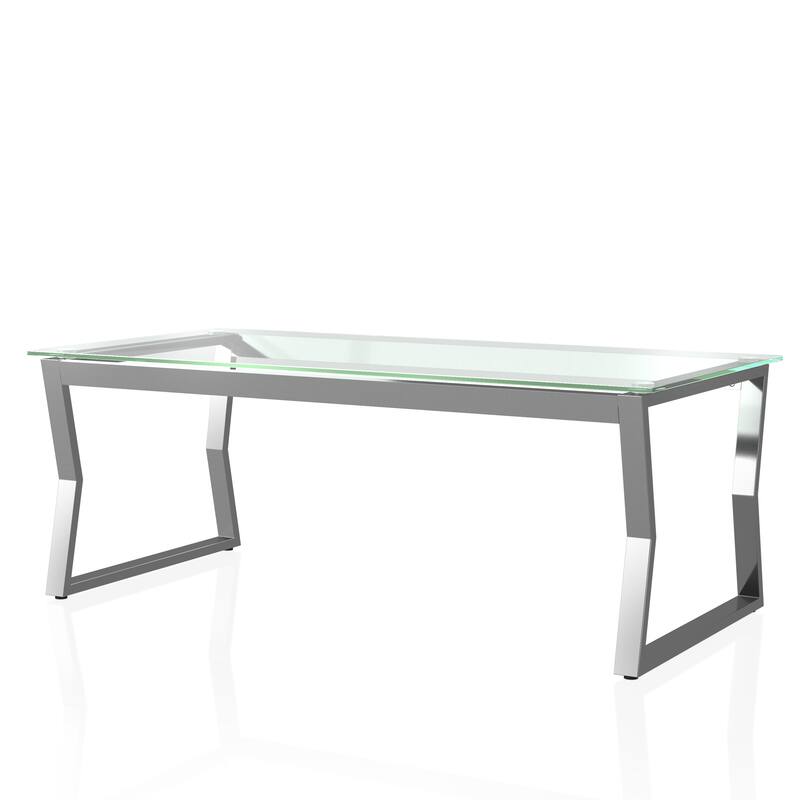 Kiloran Contemporary 47-inch Glass Top Coffee Table by Furniture of America - Chrome