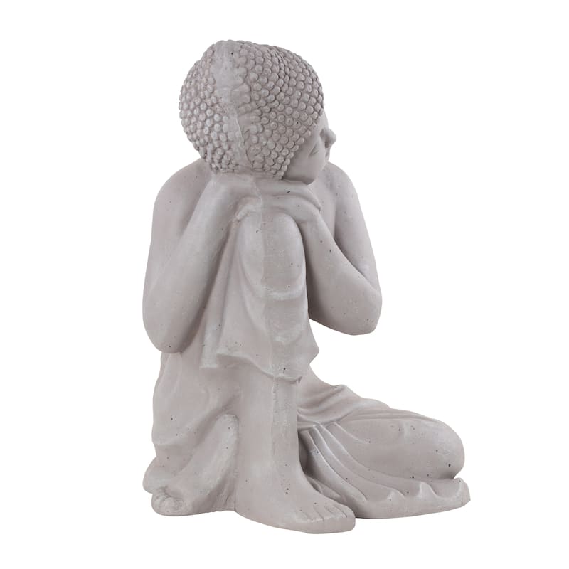 Magnesium Oxide Buddha Indoor Outdoor Meditating Garden Sculpture - Gray - Roche River Decor