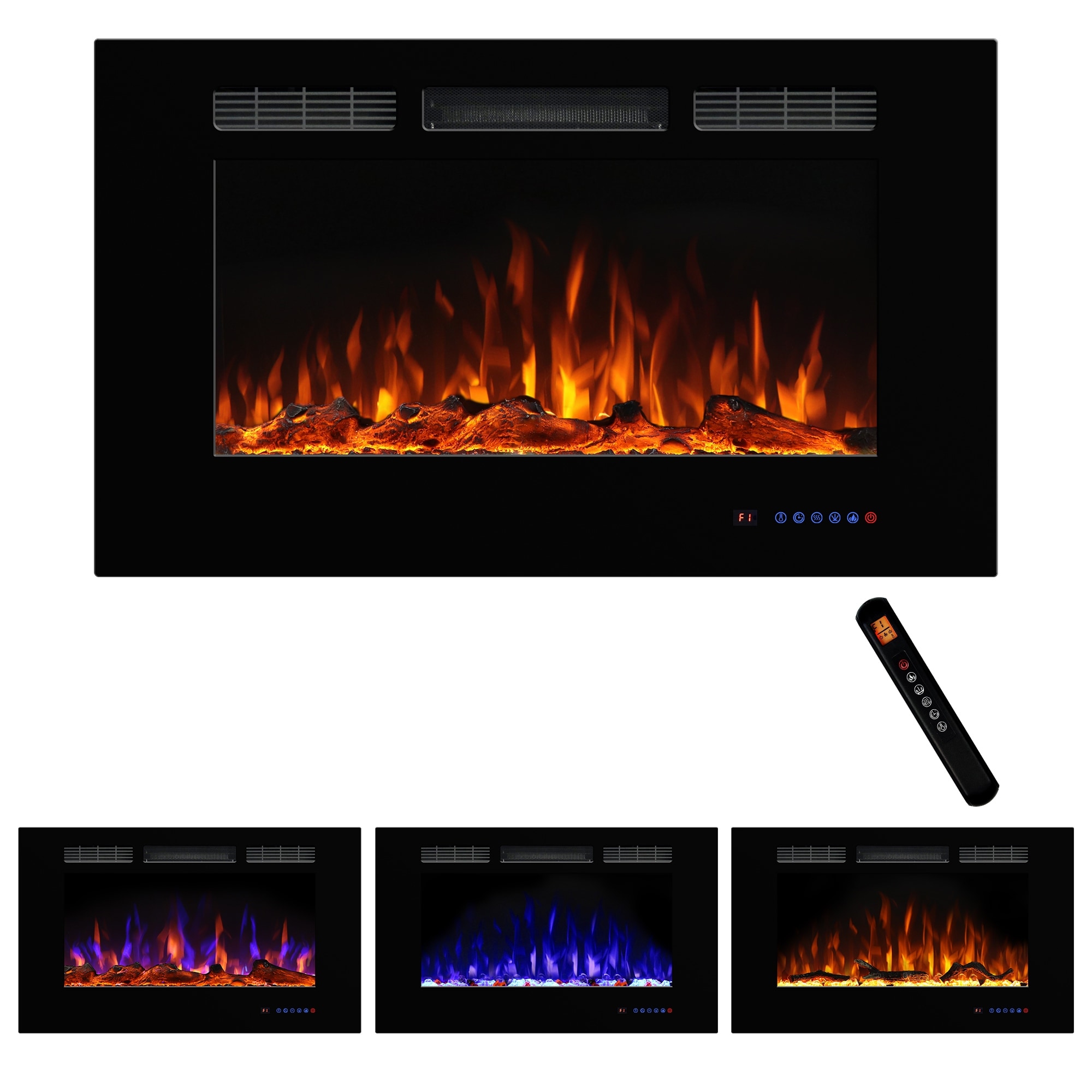 72in Wall-Mounted & Recessed Electric Fireplace Inserts