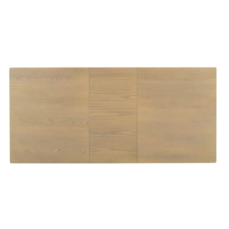 78.1'' Extendable Wood Dining Table Set with Removable Leaf and 6 Upholstered Dining Chairs