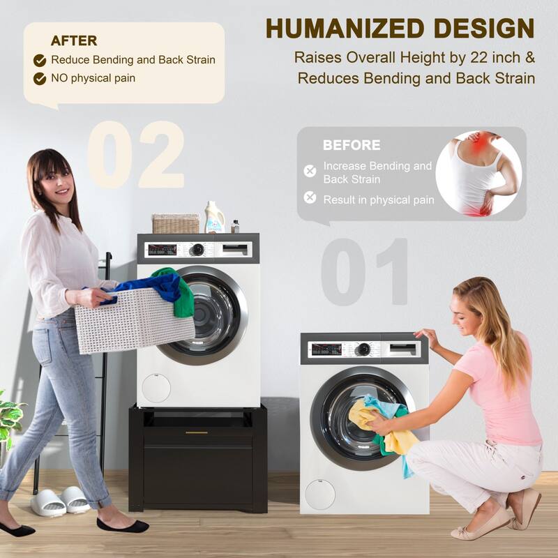 VEIKOUS Laundry Pedestal for Washer and Dryer with Large Capacity Drawer
