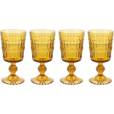 American Atelier Vintage Goblets Beaded Wine Glasses Set of 4