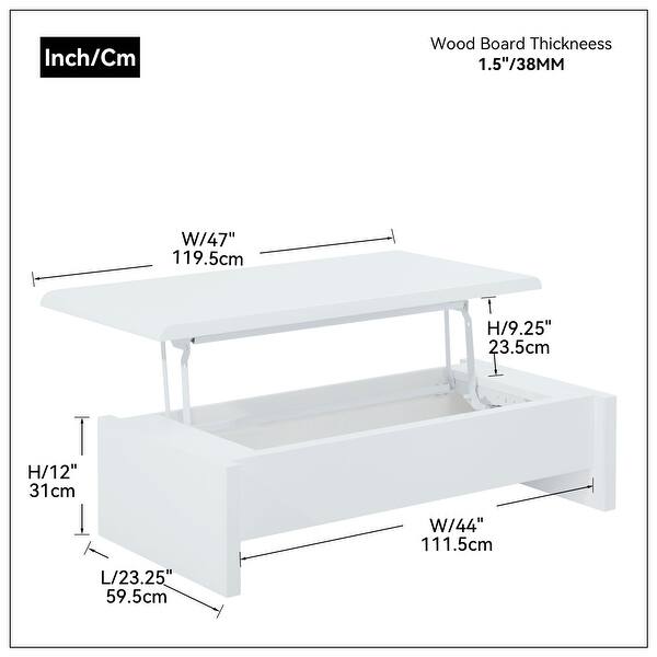 Lift Top Coffee Table with Hidden Compartment Dining Table White Bed