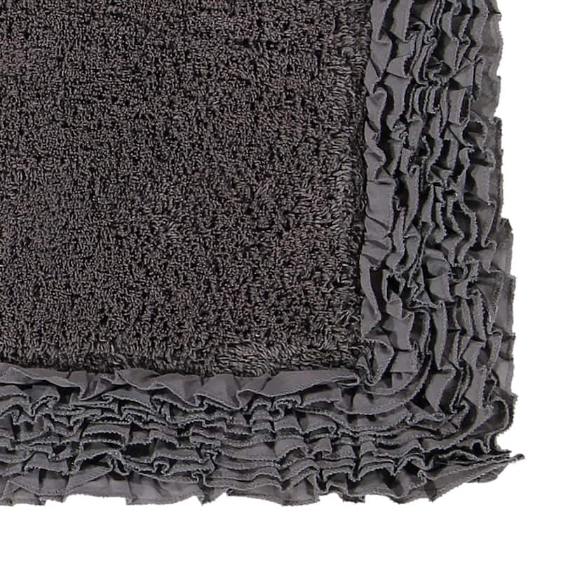 Better Trends Shaggy Border Collection Bathroom Rug -100% Cotton Tufted, Non-Skid Spray Latex Backing, Machine Washable Bath Mat