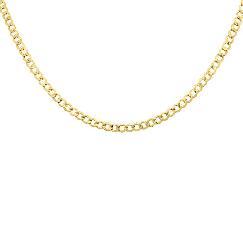 14K Yellow Gold 4.4mm Oval Curb Chain with Lobster Clasp - 22 Inch