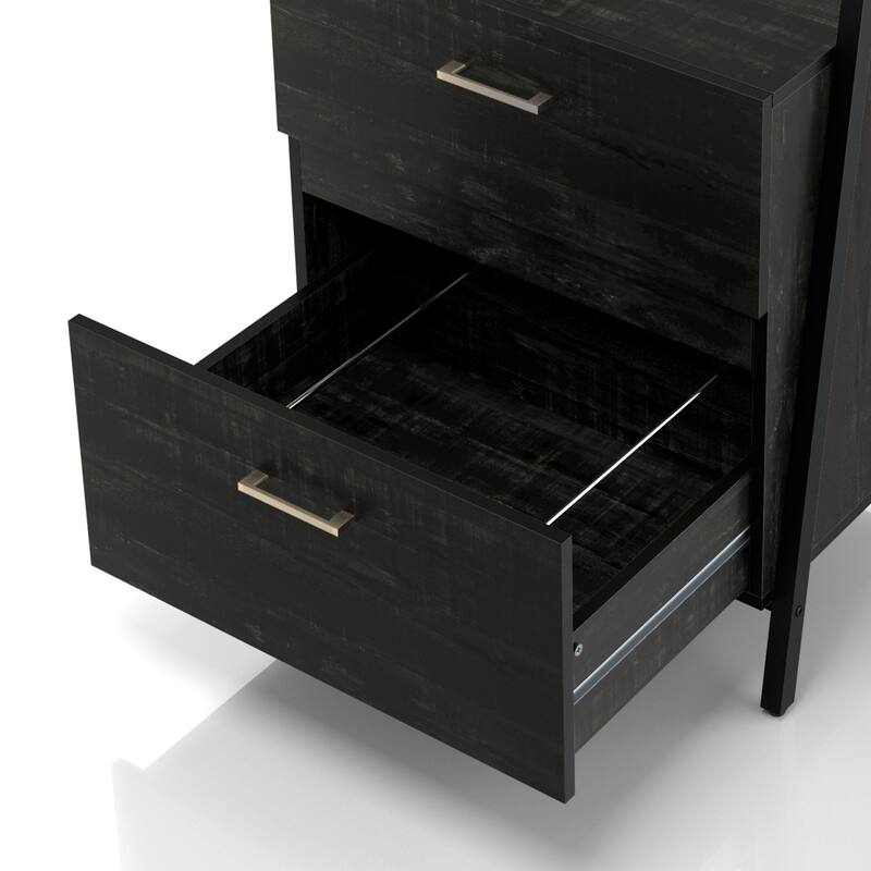 DH BASIC Contemporary Iron 2-Drawer Bookshelf with File Cabinet by Denhour