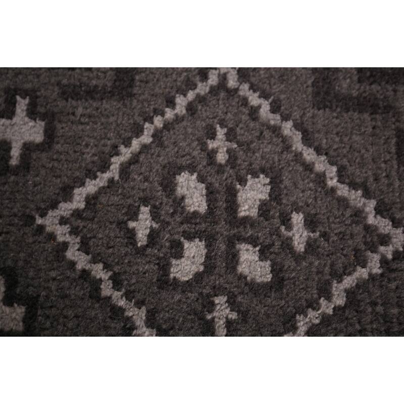 Geometric Trellis Moroccan Oriental Area Rug Hand-Knotted Wool Carpet - 5'1" x 7'11"