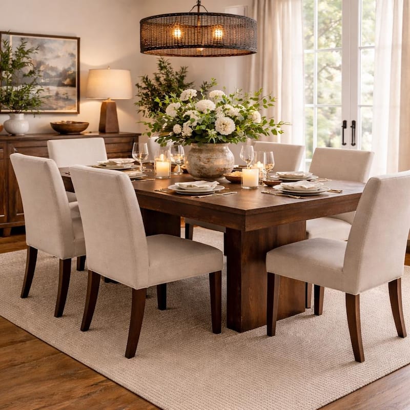 Solid Dark Mango Wood Dining Table - 80"