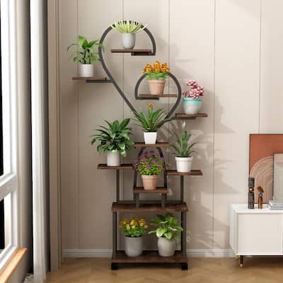 Plant Stand Indoor with Grow Lights, Tiered Indoor Plant Shelf, Metal Plant Flower Holder Stand,S-Shaped Plant Rack
