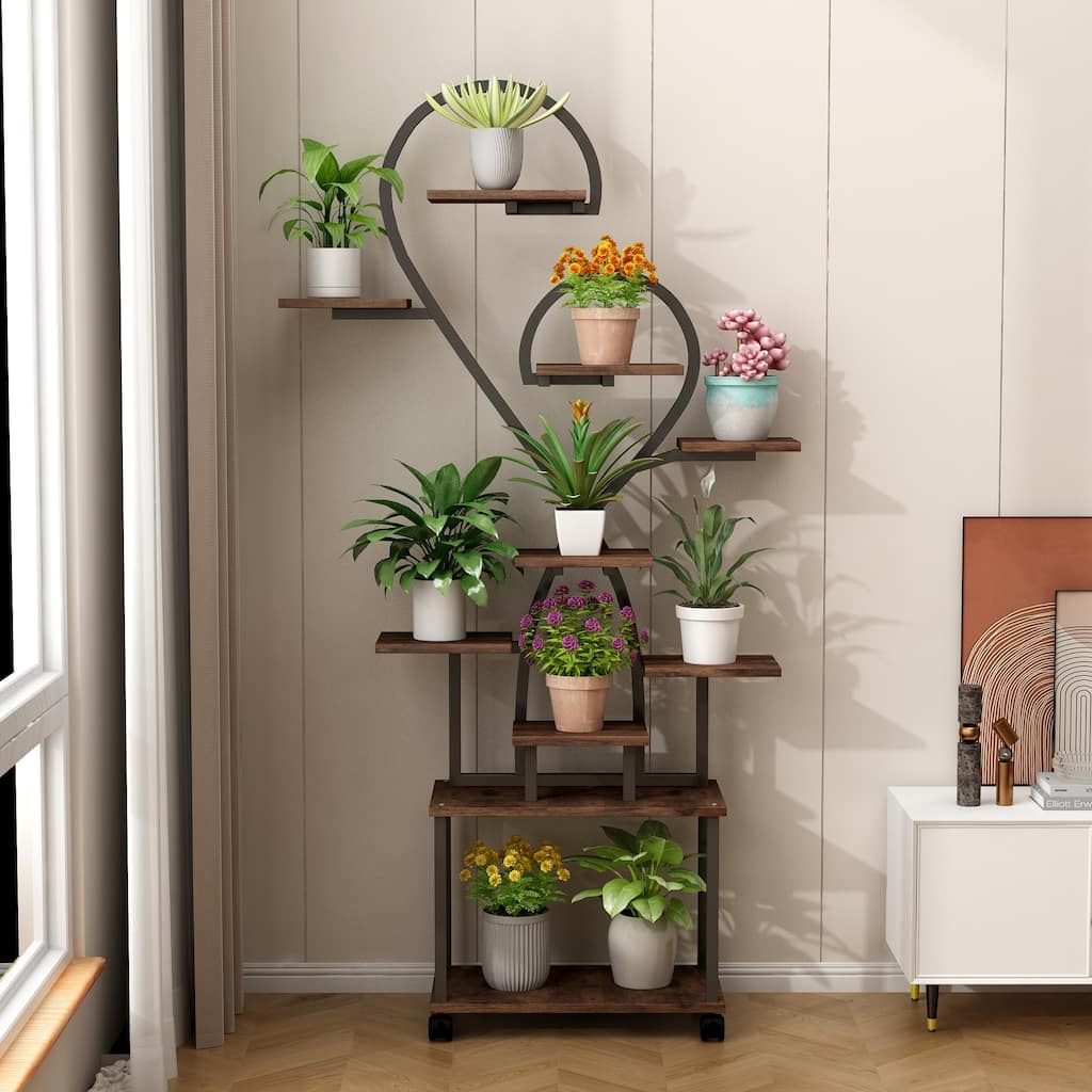 Plant Stand Indoor with Grow Lights, Tiered Indoor Plant Shelf, Metal Plant Flower Holder Stand,S-Shaped Plant Rack