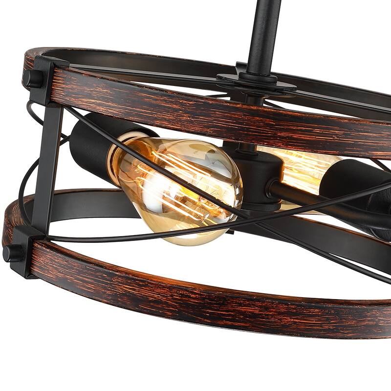Richwood 2-Light Rustic Semi-Flush Mount Ceiling Light with Distressed Black/Wood Tone