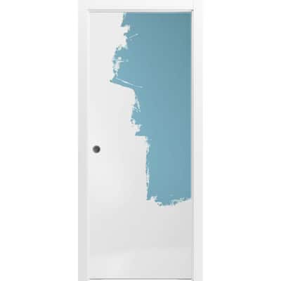 Sliding French Pocket Door 18 x 80 inches | Planum 0010 Primed | Kit Trims Rail Hardware