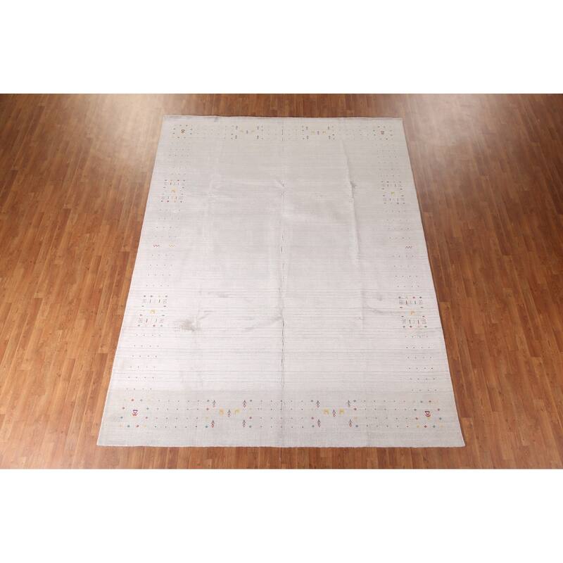 Gabbeh Oriental Area Rug Handmade Silk Carpet - 8'10"x 11'8"
