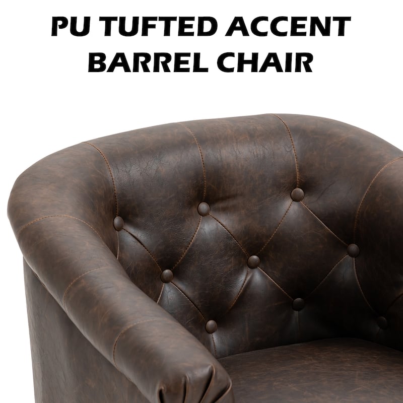 Modern PU Leather Armchair Tufted Accent Chair