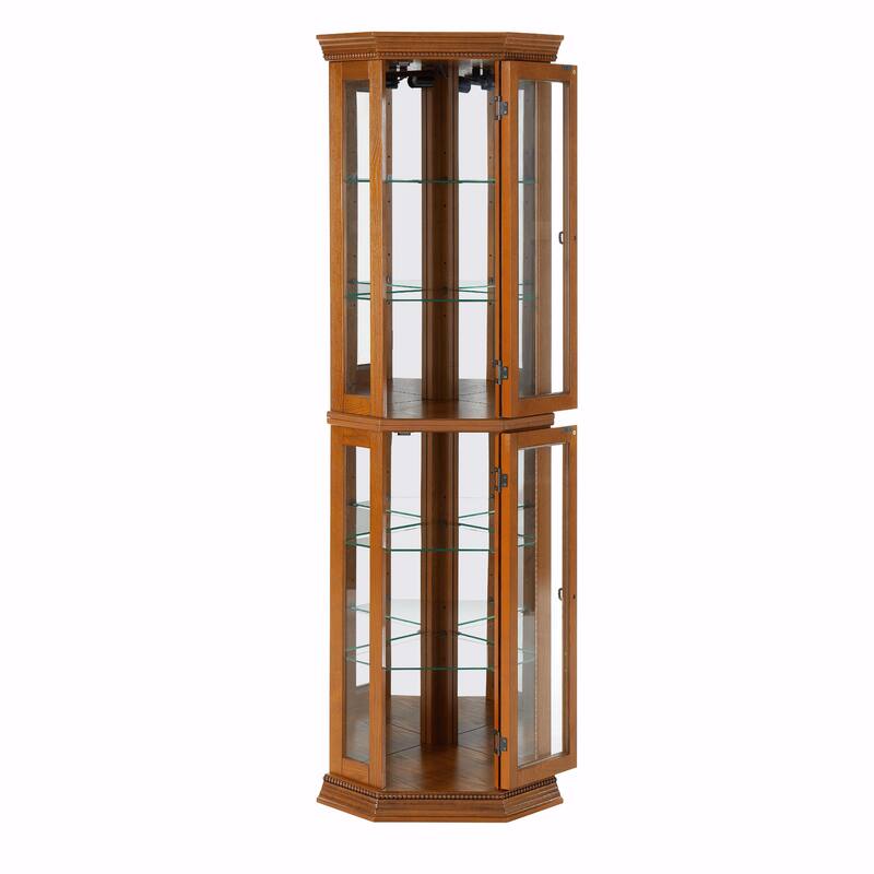 Corner Curio Cabinet with Lights(E26 light bulb not included)