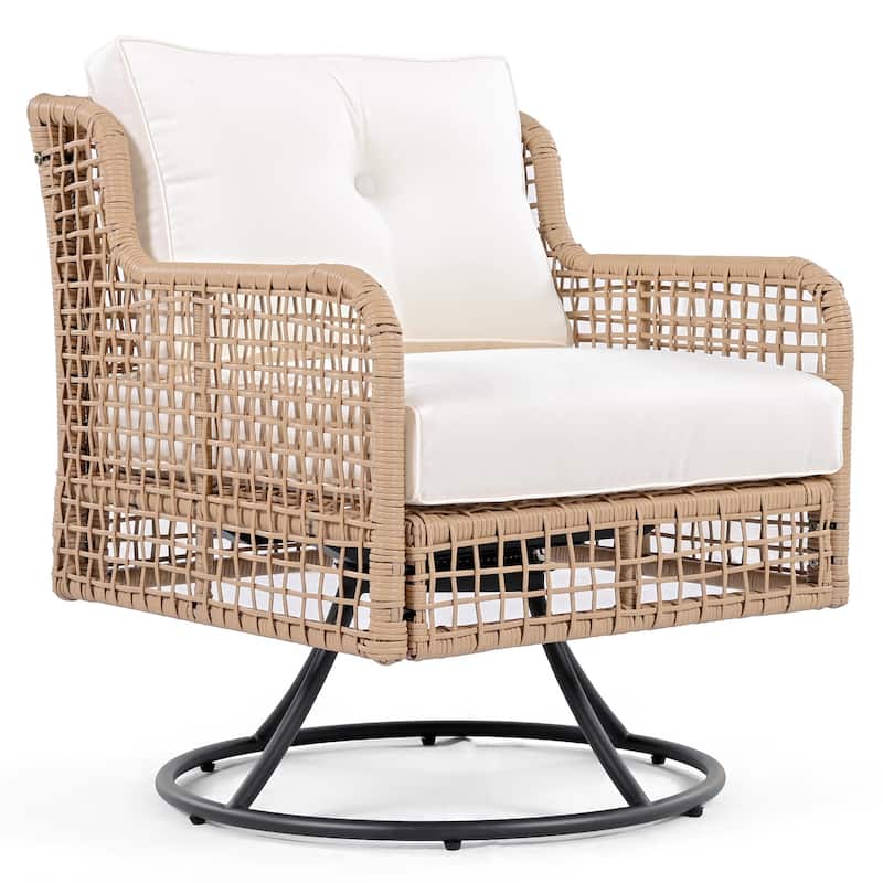 4 Pieces Patio Furniture Set with Swivel Chairs, Outdoor Wicker Sofas for 5-person, Sectional Rattan Outdoor Conversation Set