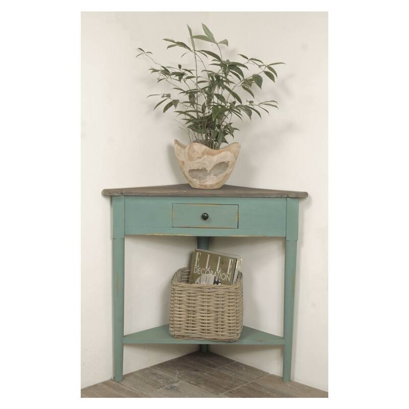 Corner End Table with Shelf - Solid Wood Accent Table - Triangle Side Table - Fully Assembled - Home Decor - 29.75