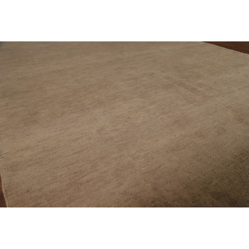Brown Solid Gabbeh Oriental Area Rug Handmade Wool Carpet - 6'9" x 10'0"