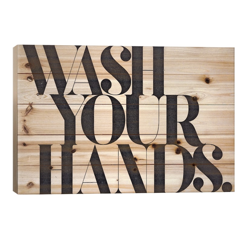 Wash Your Hands Print On Wood by 33 Broken Bones - Multi-Color - 26x40x1.5