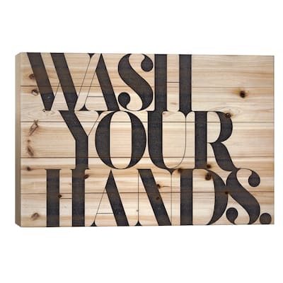 Wash Your Hands Print On Wood by 33 Broken Bones - Multi-Color
