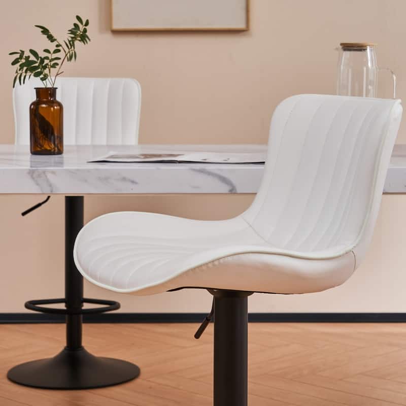 Swivel Bar Stools Set of 2, Leather Counter Height Barstools with Back for Kitchen Island
