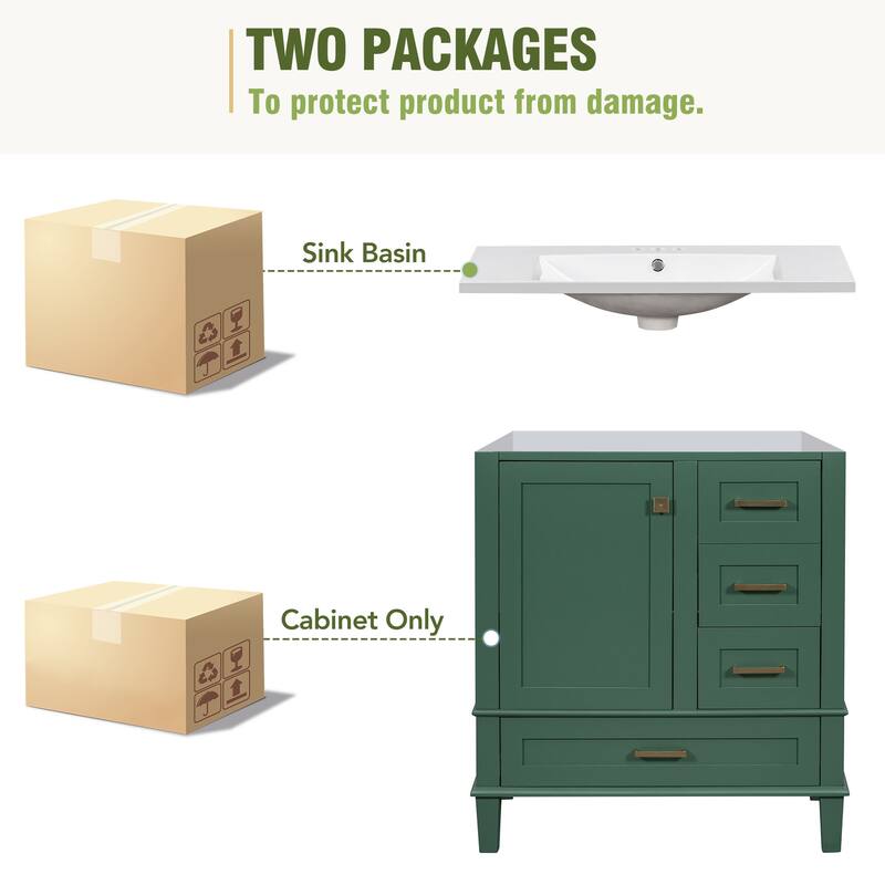 30" Bathroom Vanity Cabinet with Sink Combo Set