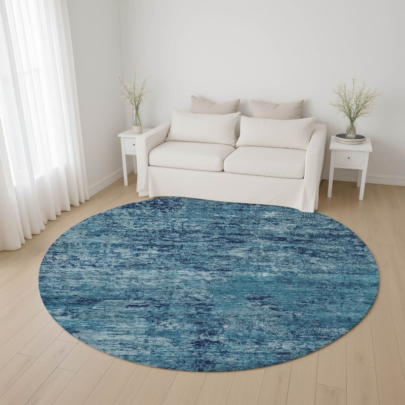 Premium Washable Super Soft Solid Abstract Mayfield Rug - Denim - 8' x 8'