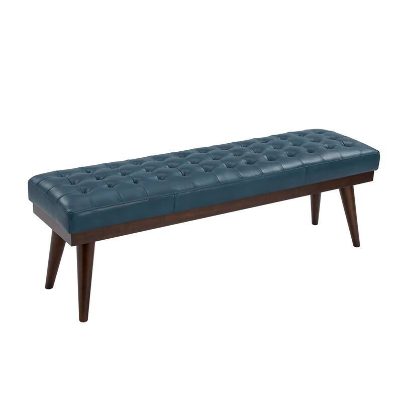Felisa Modern Genuine Leather Tufted Bench With Solid Wood Base By HULALA HOME