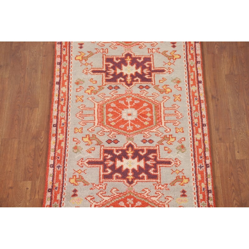 Heriz Serapi Oriental Runner Rug Handmade Geometric Wool Carpet - 2'8" x 7'11"