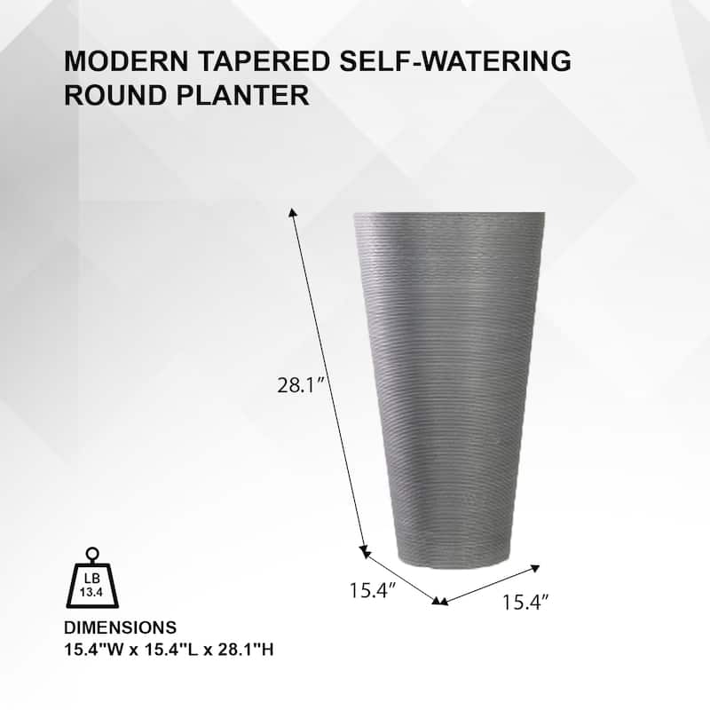 XBrand Modern 28-Inch Tall Round Planter, Modern Tapered Planter Perfect for Indoor & Outdoor Planter, Patio Décor