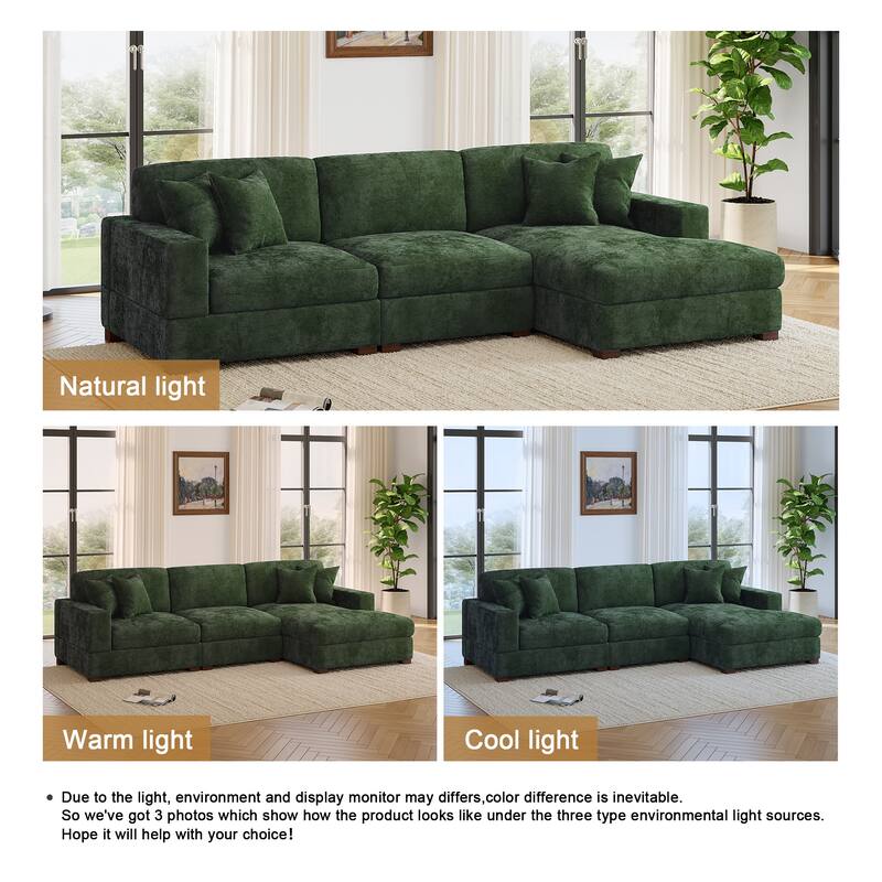 Oversized Modern Chenille Modular Sectional Sofa with Chaise