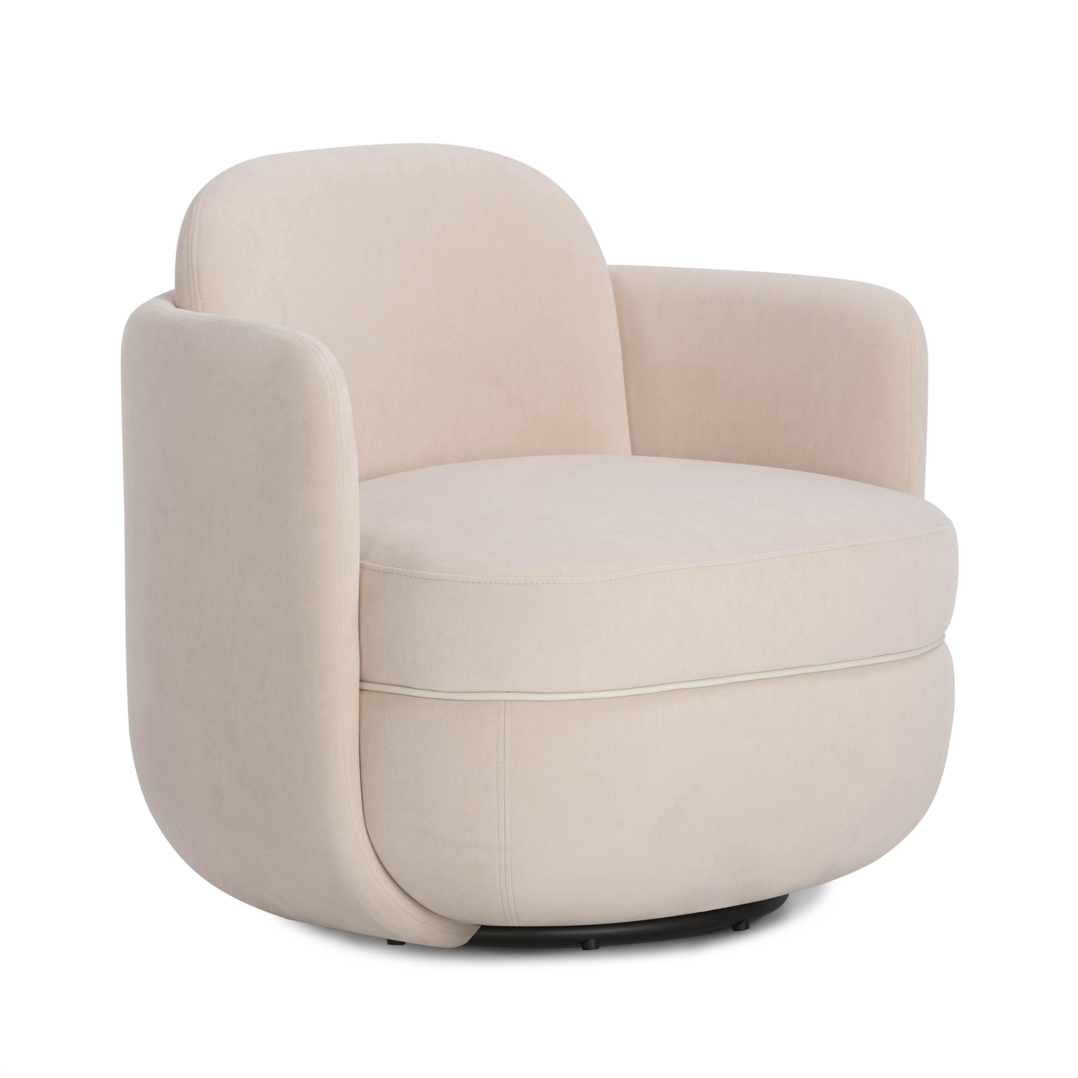 Wolfie Velvet Swivel Chair - 30.8"W x 27.2"D x 29.4"H