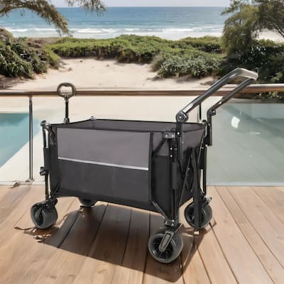 Push-Pull Folding Wagon with 360 Degree Wheels, Heavy-Duty, Adjustable