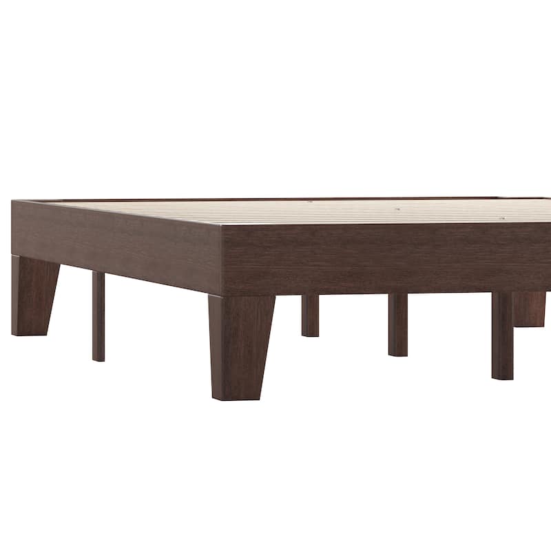 Wood Platform Bed with 14 Wooden Support Slats
